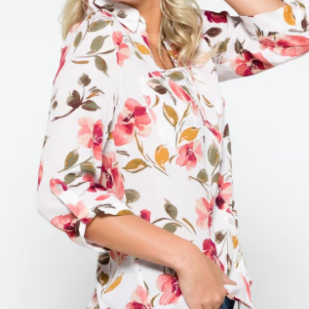 FORTUNE + IVY Christelle Button Down Blouse